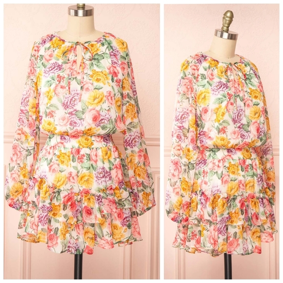 STORIA Floral Ruffle Mini Dress - Spring Garden Vibes - Size Small - Picture 5 of 13